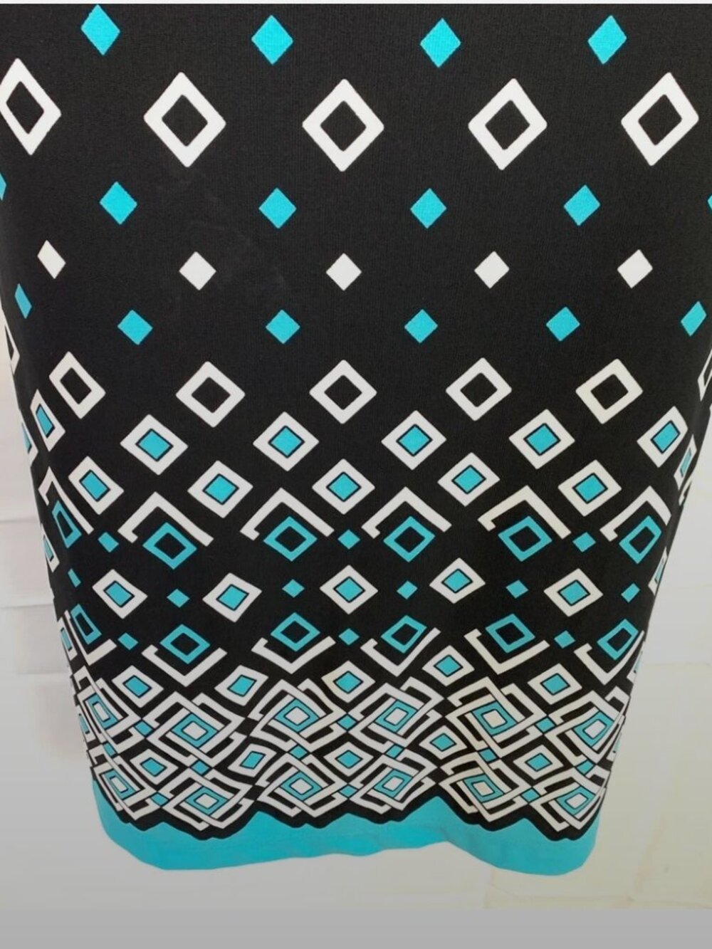LIZ CLAIBORNE Black Teal Stretch Knit Dress size M - Picture 4 of 6